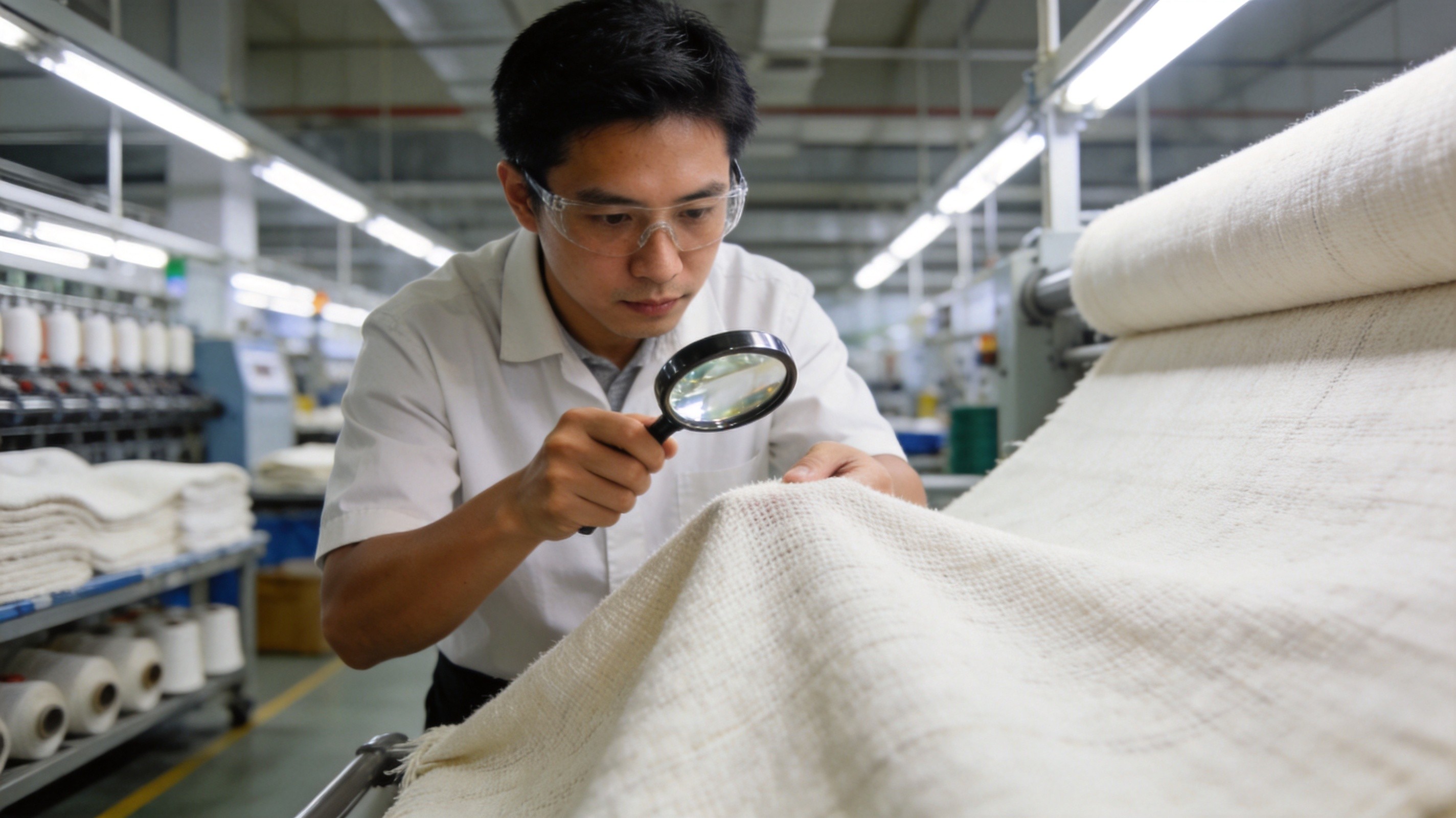 Factory quality inspection in a textile manufacturing facility