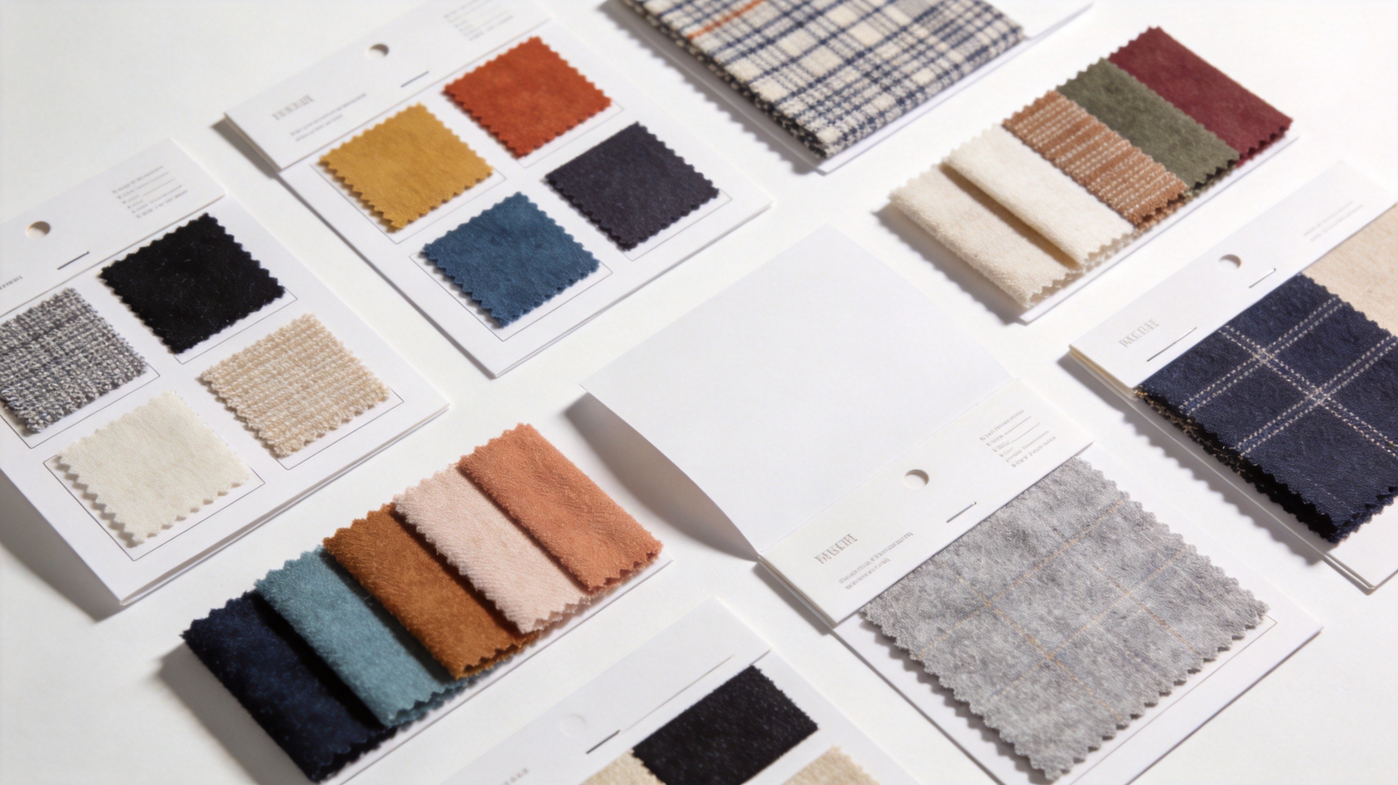 Fabric swatch cards and color samples for textile sourcing