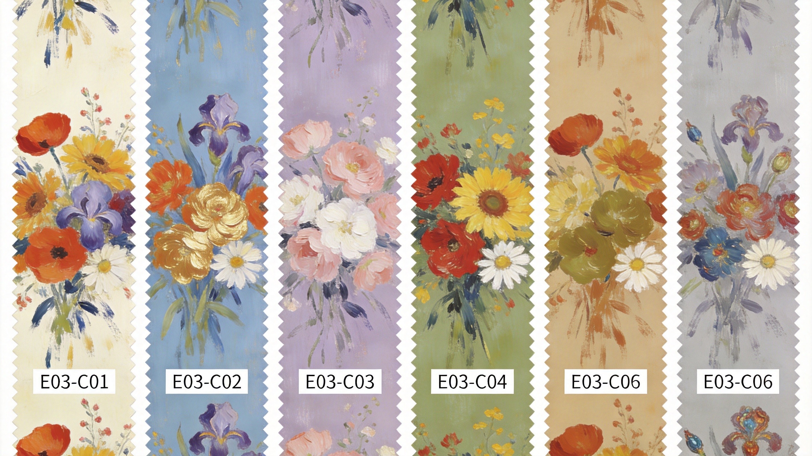 E03 Painterly Blooms 6 colorways
