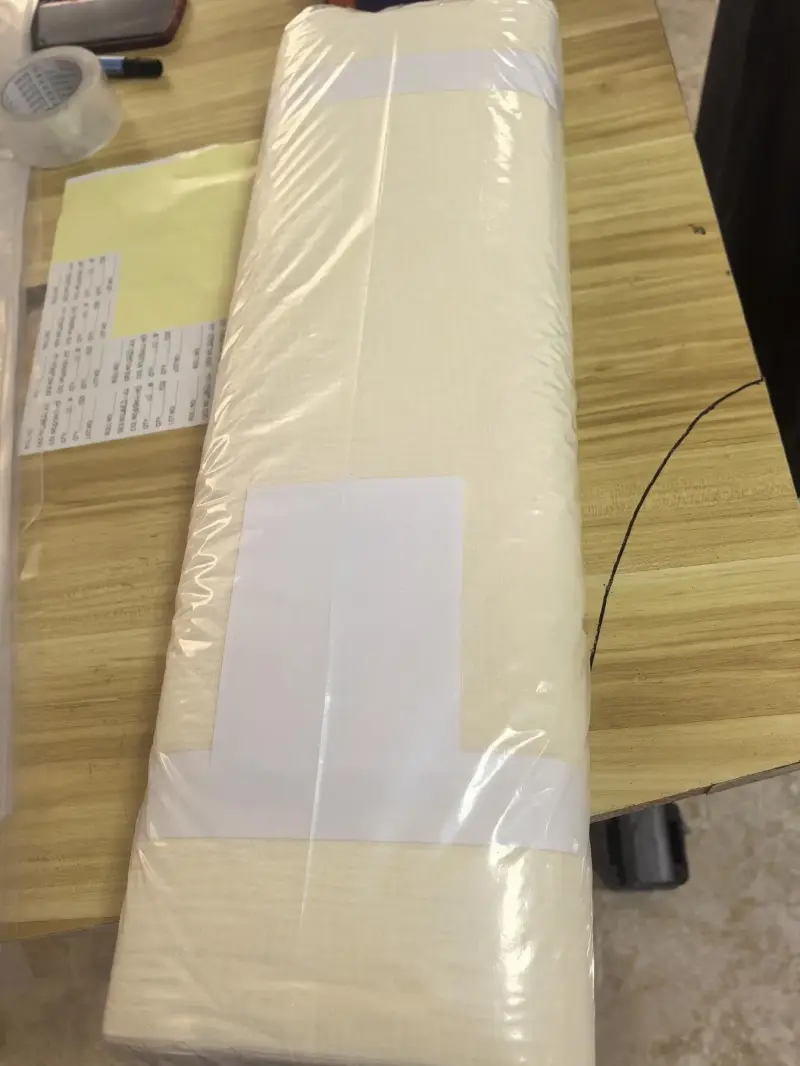 Custom-branded fabric roll close-up