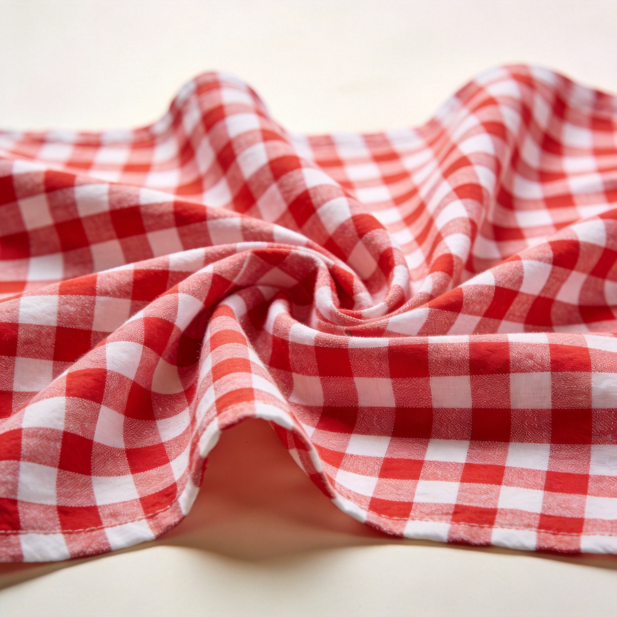 7702 Gingham red-white check open fabric