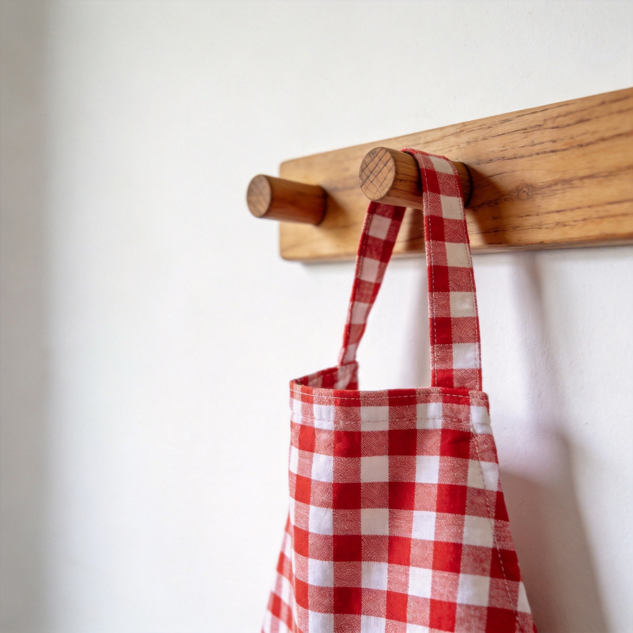 Gingham apron application - red check cotton