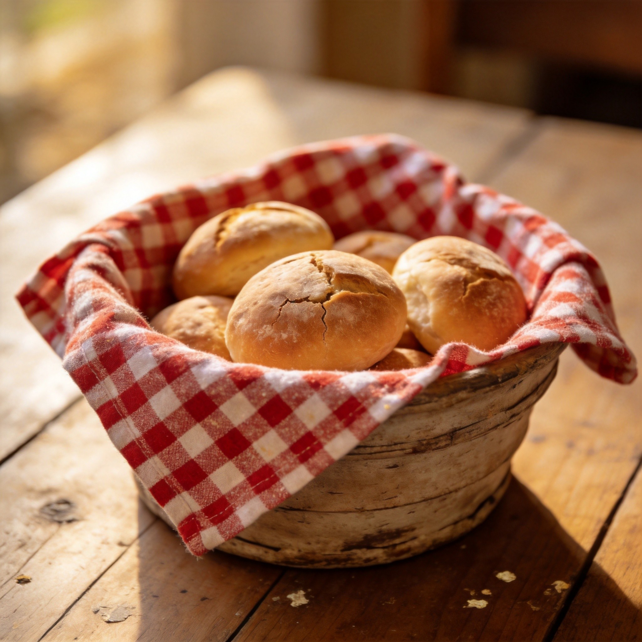 Gingham bread basket liner - red check cotton