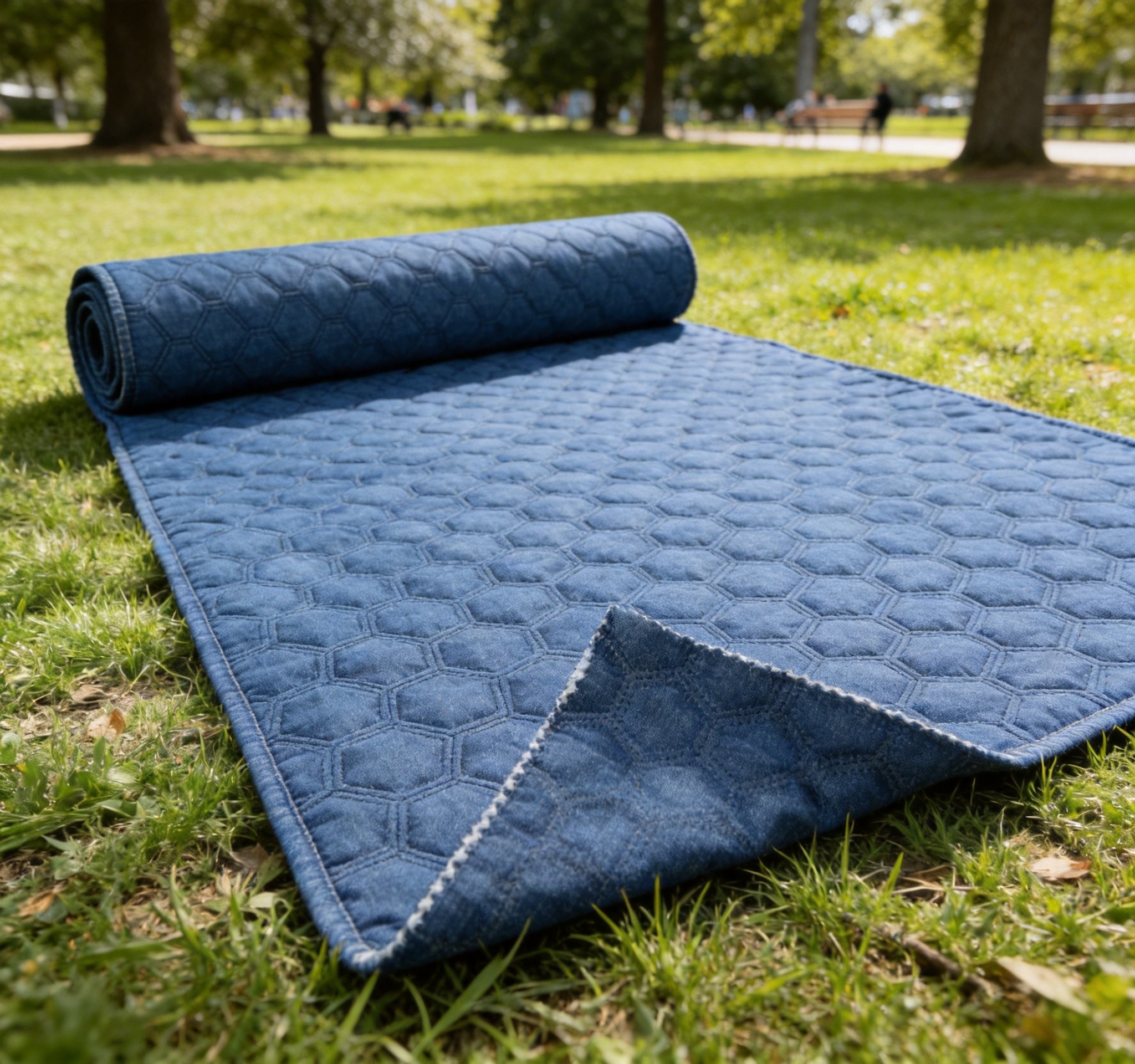 Outdoor picnic mat made with Q-08 hexagon quilted fabric